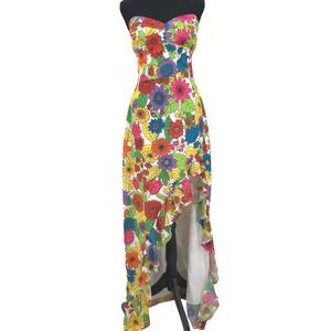 Amanda Uprichard Eden Gown NWT‎ XL Floral Strapless High-Low Ruffle Maxi Dress